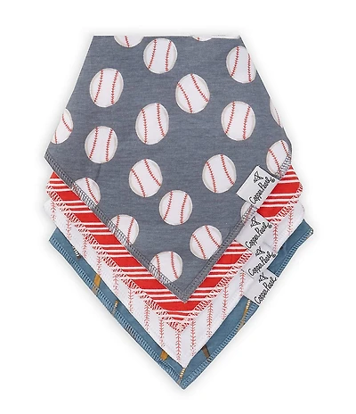 Copper Pearl Baby Boys Slugger Baseball Print Bandana Bibs 4-Pack