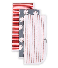 Copper Pearl Baby Boys Slugger Baseball Print Oversized Burp Cloths 3-Pack