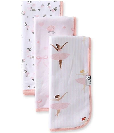 Copper Pearl Baby Girls Allover Print Katerina Princess Burp Cloth 3-Piece Set