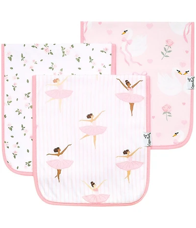 Copper Pearl Baby Girls Allover Print Katerina Princess Burp Cloth 3-Piece Set