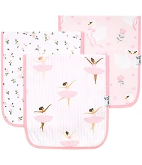 Copper Pearl Baby Girls Allover Print Katerina Princess Burp Cloth 3-Piece Set