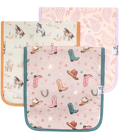Copper Pearl Baby Girls Cheyenne Western Print Burp Cloths 3-Pack