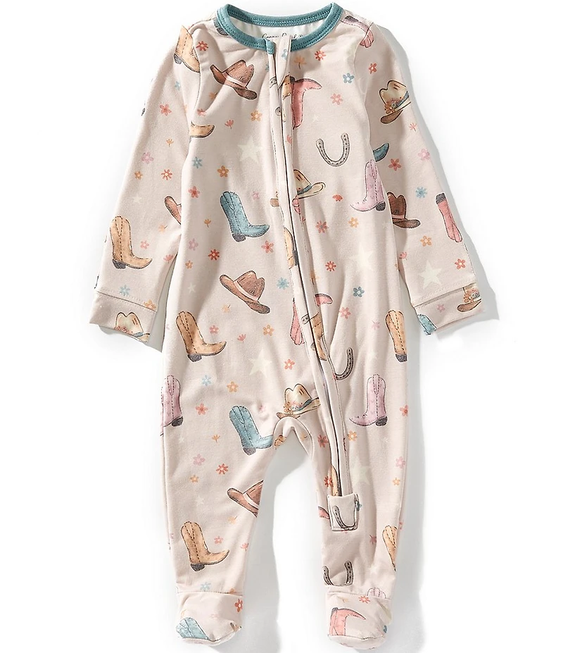 Copper Pearl Baby Girls Cheyenne Western Print Long Sleeve Zip Front Footie