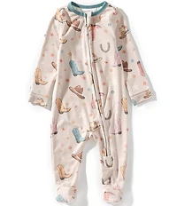 Copper Pearl Baby Girls Cheyenne Western Print Long Sleeve Zip Front Footie