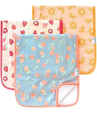 Copper Pearl Baby Girls Clementine Fruit Print Burp Cloths 3-Pack