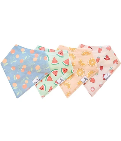 Copper Pearl Baby Girls Clemintine Fruit Print Bandana Bibs 4-Pack