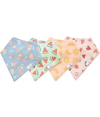Copper Pearl Baby Girls Clemintine Fruit Print Bandana Bibs 4-Pack