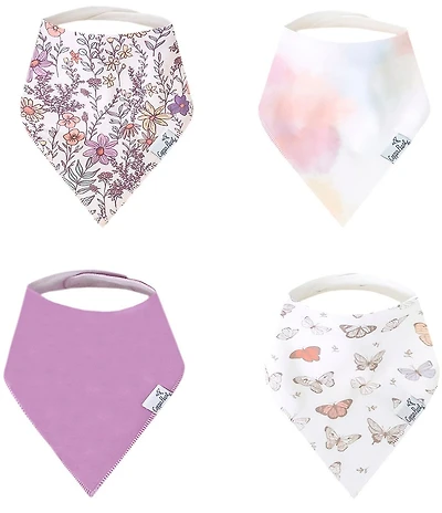 Copper Pearl Baby Girls Flora Print 4-Piece Bib Set