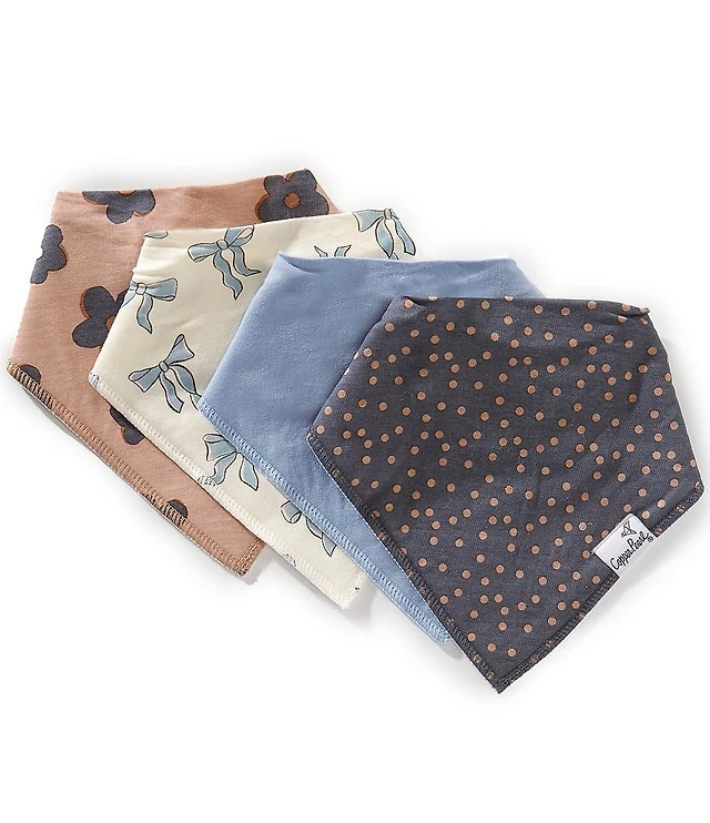 Copper Pearl Baby Girls Gemma Print Bandana Bibs 4-Pack