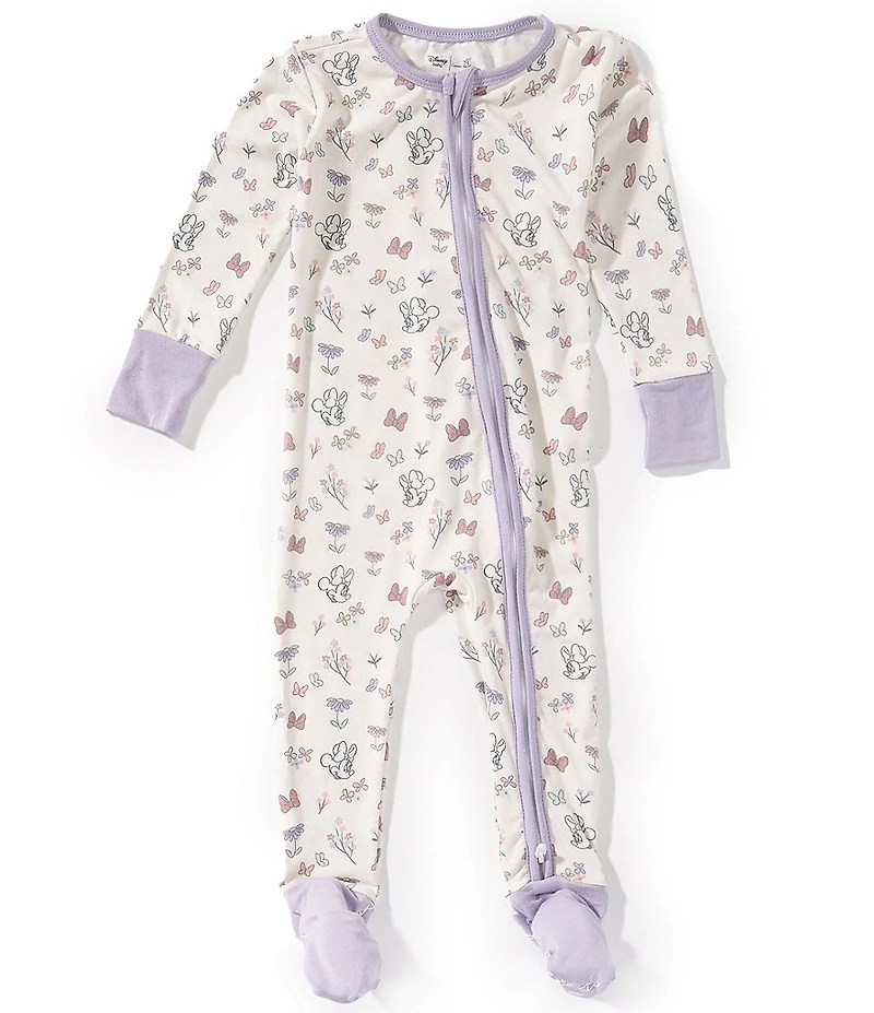 Copper Pearl Baby Girls Long Sleeve Bowquet Printed Convertible Zip Up Footie Pajama