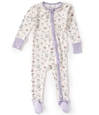 Copper Pearl Baby Girls Long Sleeve Bowquet Printed Convertible Zip Up Footie Pajama