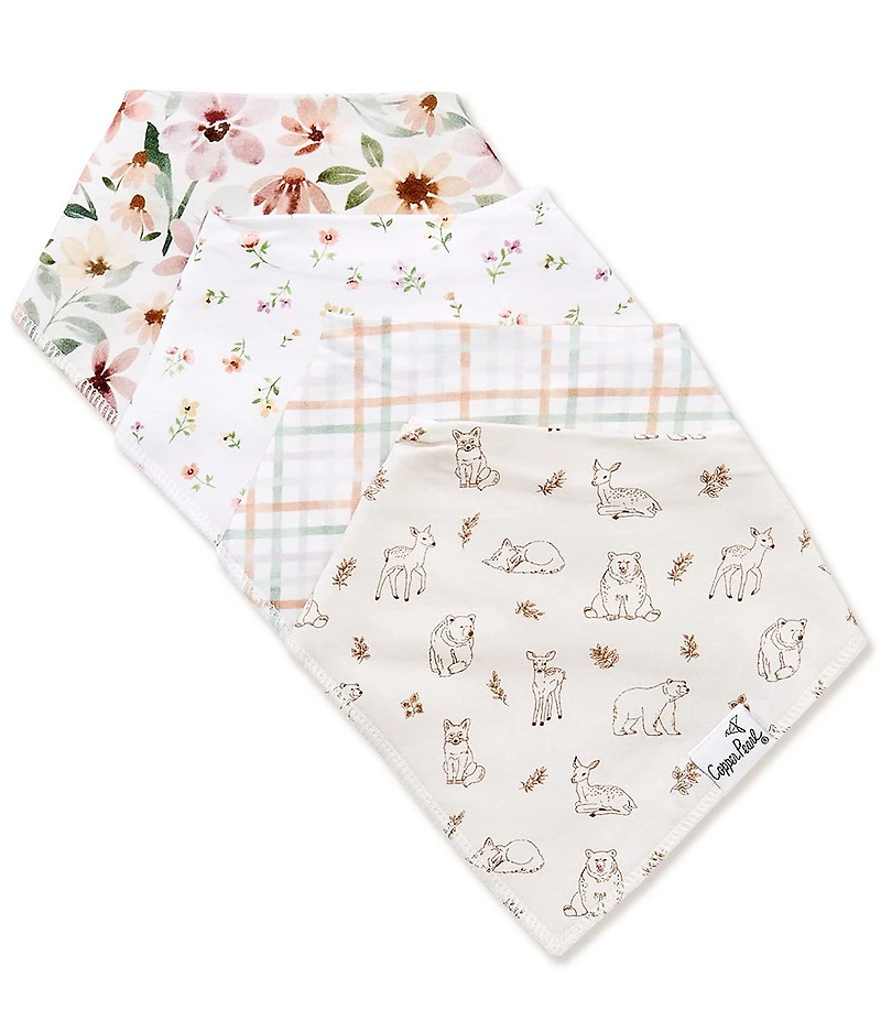 Copper Pearl Baby Girls Natalie Floral Print 4-Pack Bandana Bib Set