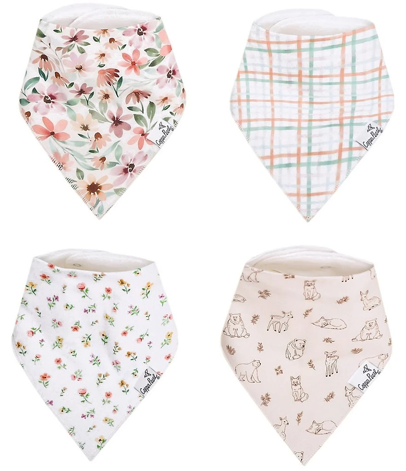 Copper Pearl Baby Girls Natalie Floral Print 4-Pack Bandana Bib Set