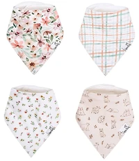 Copper Pearl Baby Girls Natalie Floral Print 4-Pack Bandana Bib Set