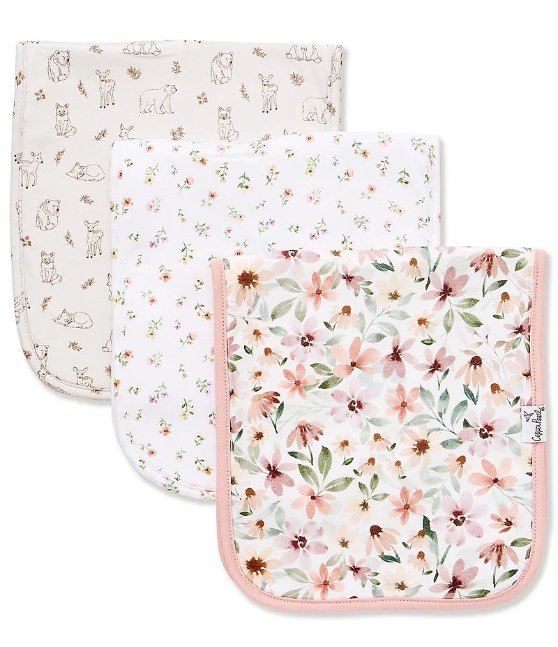 Copper Pearl Baby Girls Natalie Floral Print Burp Cloths 3-Pack