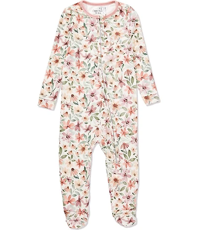 Copper Pearl Baby Girls Natalie Floral Print Long Sleeve Zip Front Footie