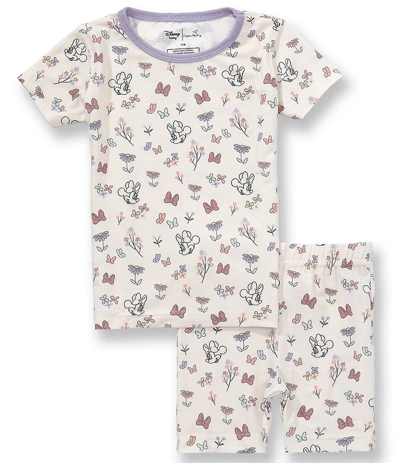 Copper Pearl Baby Girls Short Sleeve Bowquet Printed Top & Pajama Shorts Set