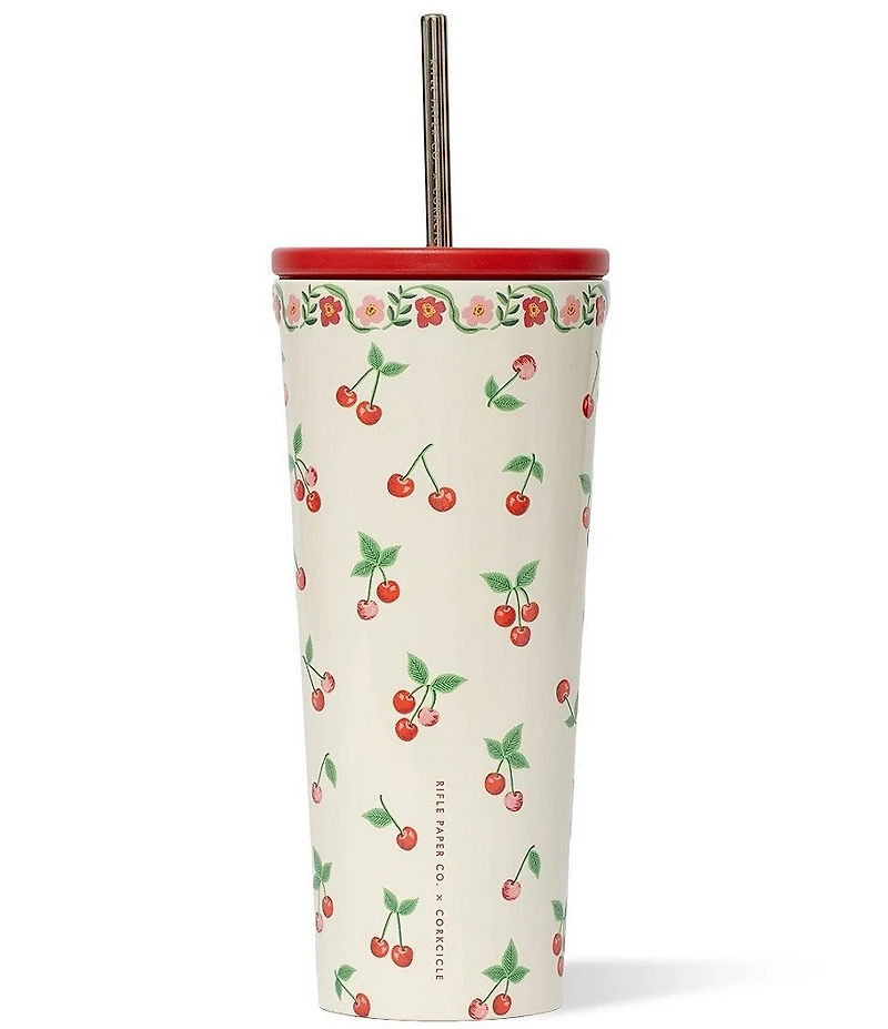 Corkcicle Cherries Stainless Steel Triple-Insulated Cold Cup Tumbler, 24 oz
