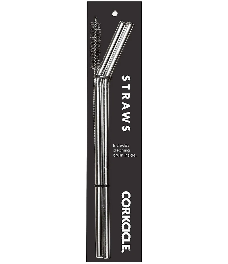 Corkcicle Stainless Steel Angled Straws, 2-Pack