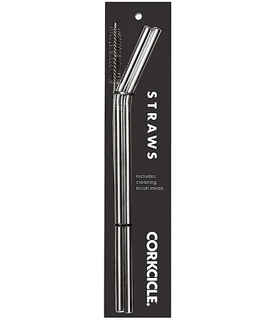 Corkcicle Stainless Steel Angled Straws, 2-Pack