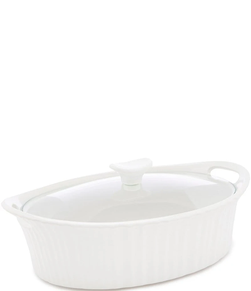 CorningWare French White 2.5-Quart Oval Casserole w/ Glass Lid