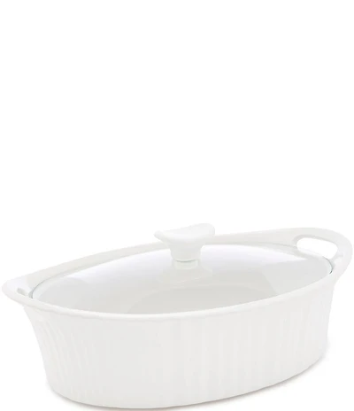 CorningWare French White 2.5-Quart Oval Casserole w/ Glass Lid