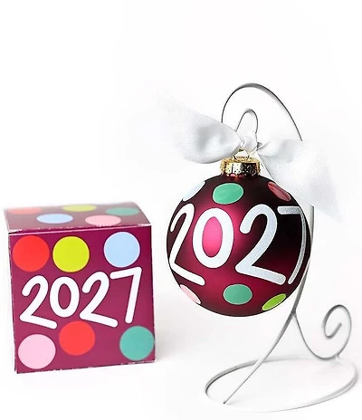 Coton Colors 2027 Dated Glass Ornament With Stand Set