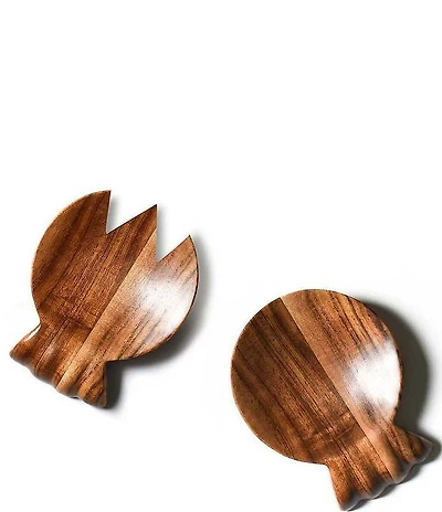 Coton Colors Fundamental Wood Collection Ruffle Hand Salad Server Set