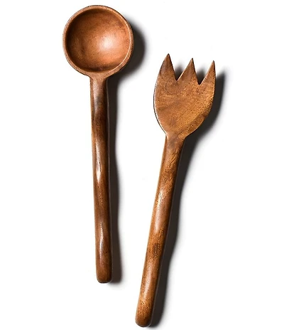 Coton Colors Fundamental Wood Ruffle Salad Server Set