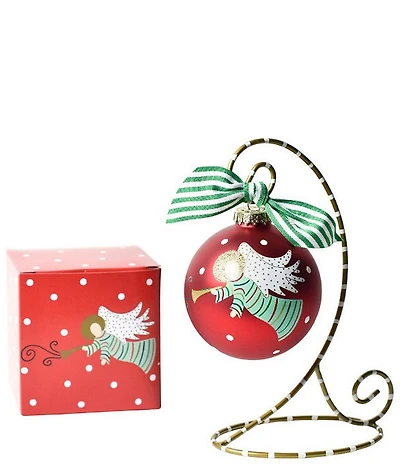 Coton Colors Hark the Herald Angels Glass Ornament with Gold and White Stand