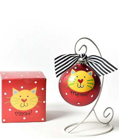 Coton Colors #double;Meow#double; Cat Glass Ornament With Stand Set