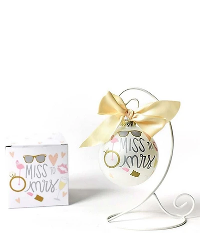 Coton Colors Miss To Mrs Glass Ornament With Stand Set