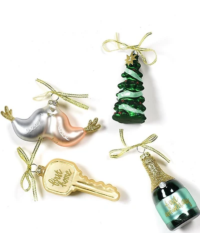 Coton Colors Newlywed First Milestones Glass Ornaments, Set of 4