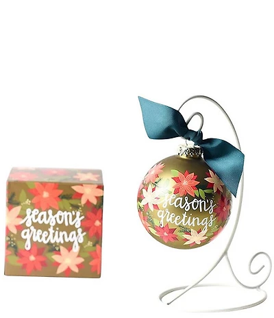 Coton Colors Seasons Greetings Poinsettia Glass Ornament with White Stand