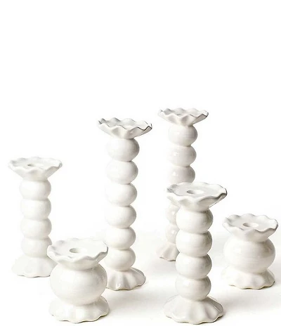 Coton Colors Signature White Collection Ruffle Knob Candle Holder