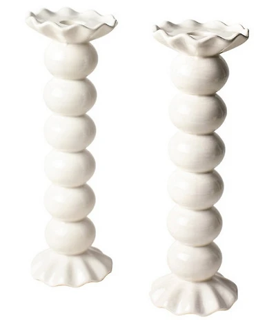 Coton Colors Signature White Ruffle Knobbed Candle Holder