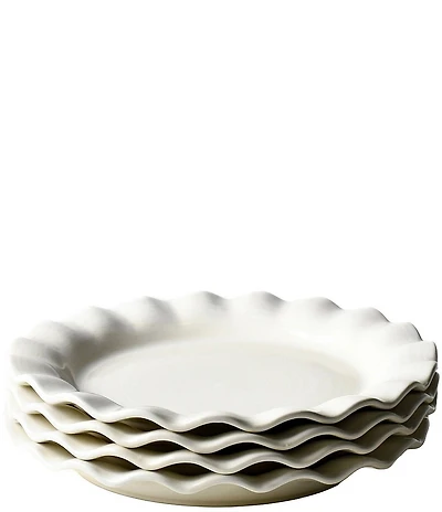 Coton Colors Signature White Ruffle Dinner Plate Set of 4