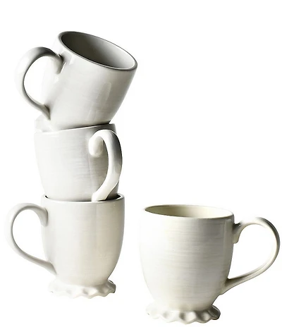 Coton Colors Signature White Ruffle Mug, Set of 4