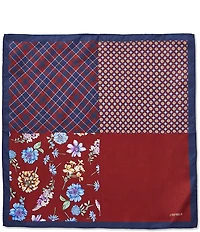 Cremieux Aaron Floral/Plaid Four Square Woven Silk Pocket Square