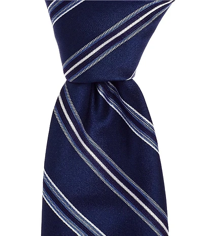 Cremieux Ace Striped 3 3/8#double; Woven Silk Tie