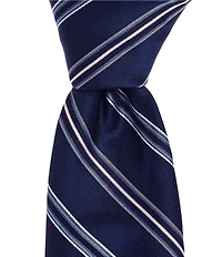 Cremieux Ace Striped 3 3/8#double; Woven Silk Tie