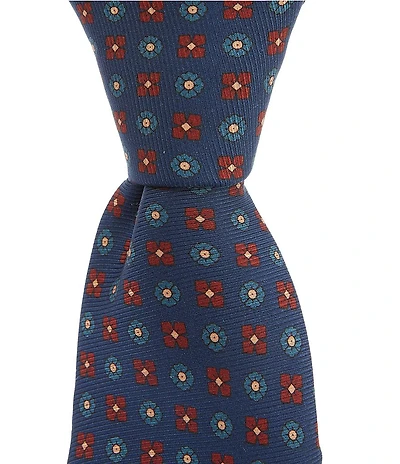 Cremieux Big & Tall Axel Mini-Medallion Pattern 3 1/8#double; Silk Tie