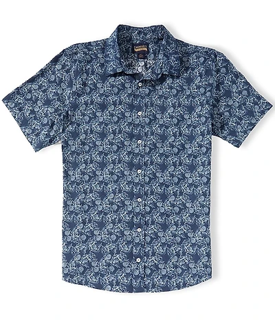 Cremieux Big & Tall Premium Denim Scroll Print Short Sleeve Woven Shirt