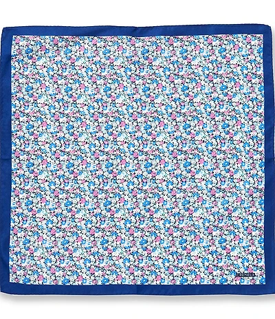 Cremieux Bordered Flower Medallion Woven Silk Pocket Square