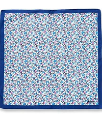 Cremieux Bordered Flower Medallion Woven Silk Pocket Square