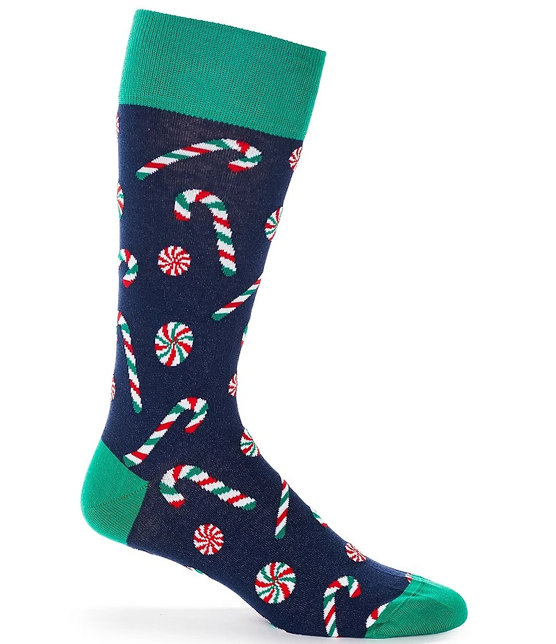 Cremieux Christmas Peppermints Crew Dress Socks