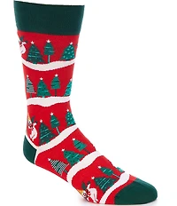 Cremieux Christmas Tree Shopping Crew Dress Socks