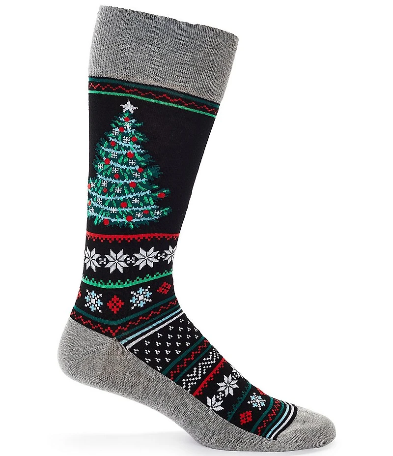 Cremieux Christmas Tree/Fair Isle Crew Dress Socks