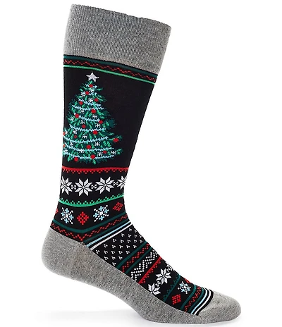 Cremieux Christmas Tree/Fair Isle Crew Dress Socks