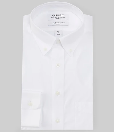 Cremieux Classic Fit Non-Iron Button Down Collar Solid Pinpoint Dress Shirt